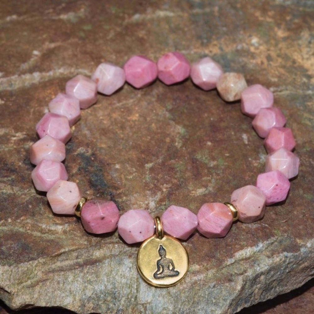 Handmade Rhodonite Bracelet Buddha charm